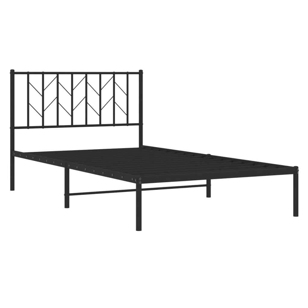 vidaXL Estructura cama sin colchón con cabecero metal negro 107x203 cm