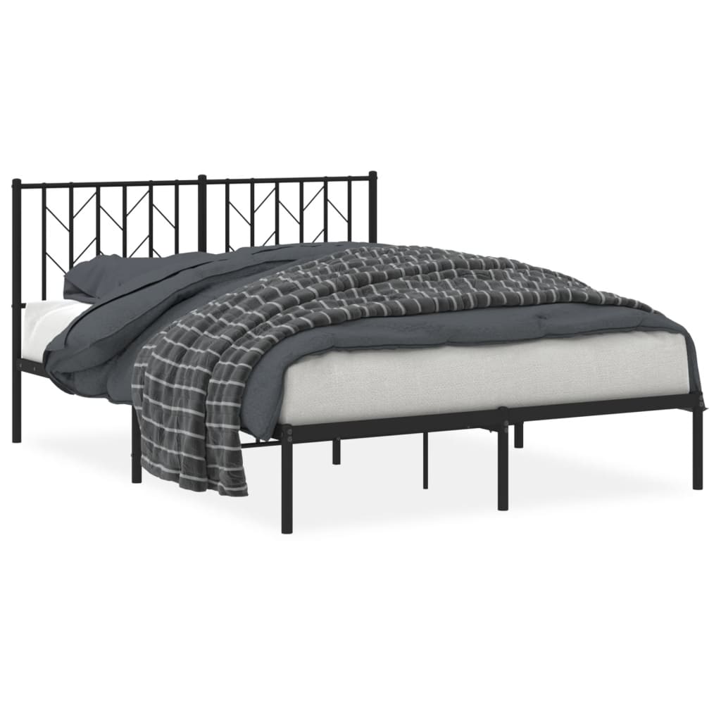 vidaXL Estructura cama sin colchón con cabecero metal negro 140x190 cm