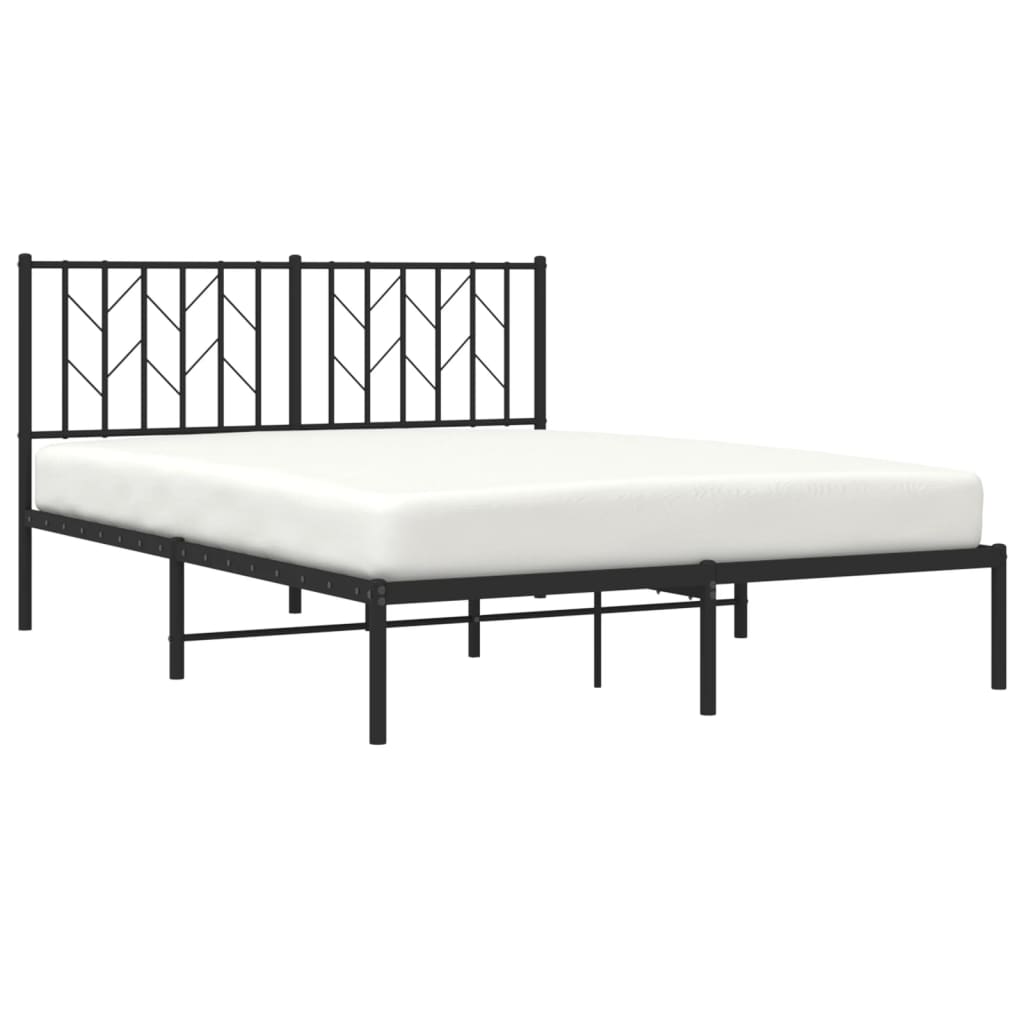 vidaXL Estructura cama sin colchón con cabecero metal negro 140x190 cm