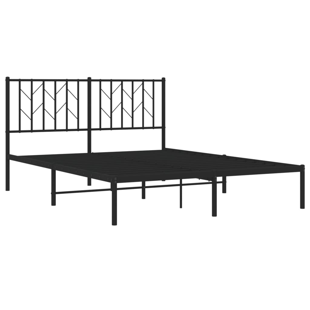 vidaXL Estructura cama sin colchón con cabecero metal negro 140x190 cm