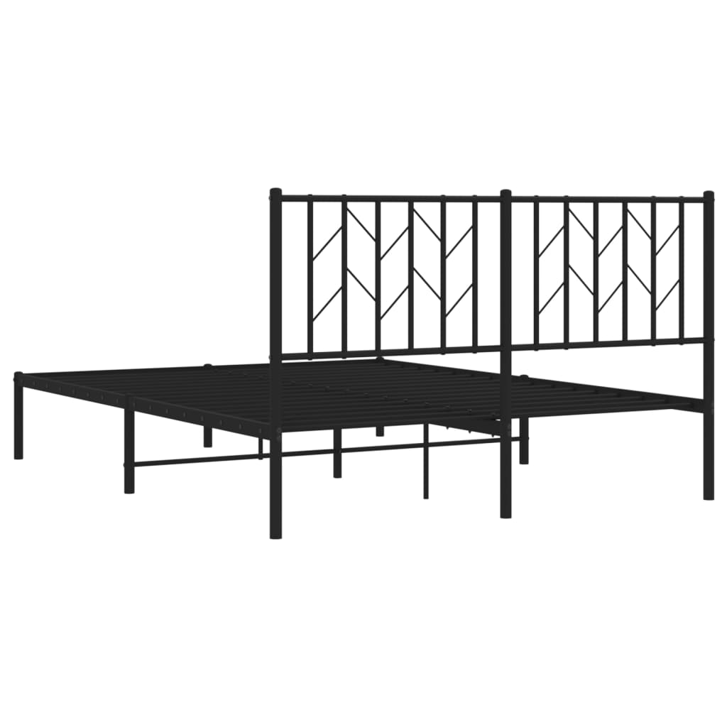 vidaXL Estructura cama sin colchón con cabecero metal negro 140x190 cm