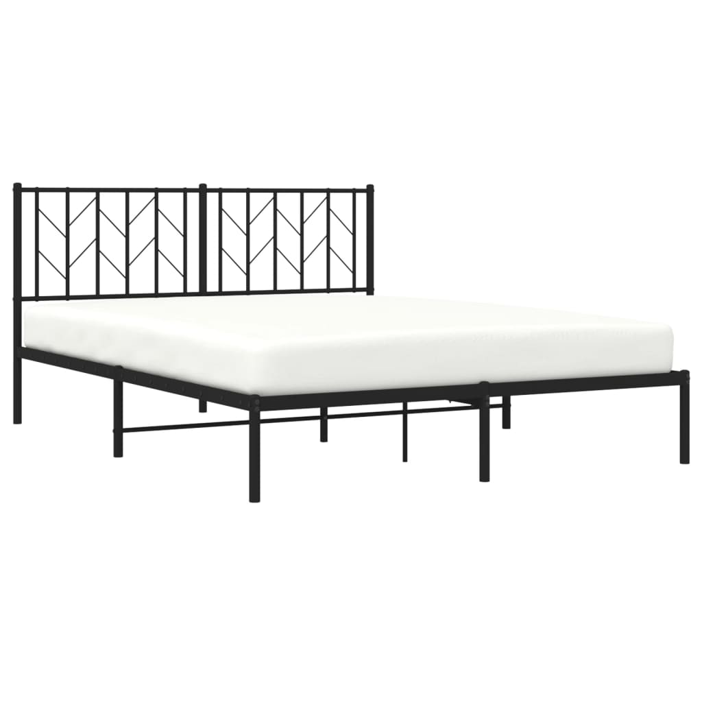 vidaXL Estructura cama sin colchón con cabecero metal negro 150x200 cm