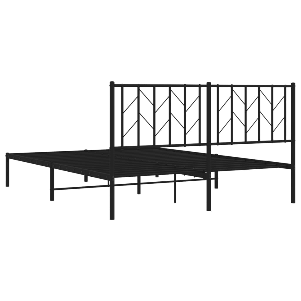 vidaXL Estructura cama sin colchón con cabecero metal negro 150x200 cm