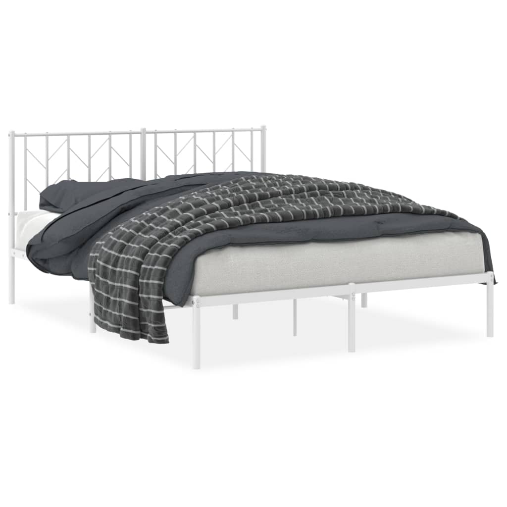 vidaXL Estructura cama sin colchón con cabecero metal blanco 150x200cm