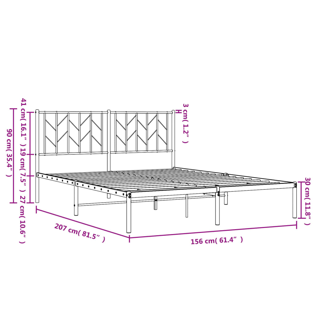 vidaXL Estructura cama sin colchón con cabecero metal blanco 150x200cm