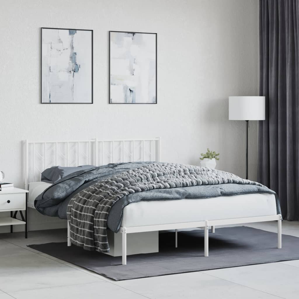 vidaXL Estructura cama sin colchón con cabecero metal blanco 150x200cm