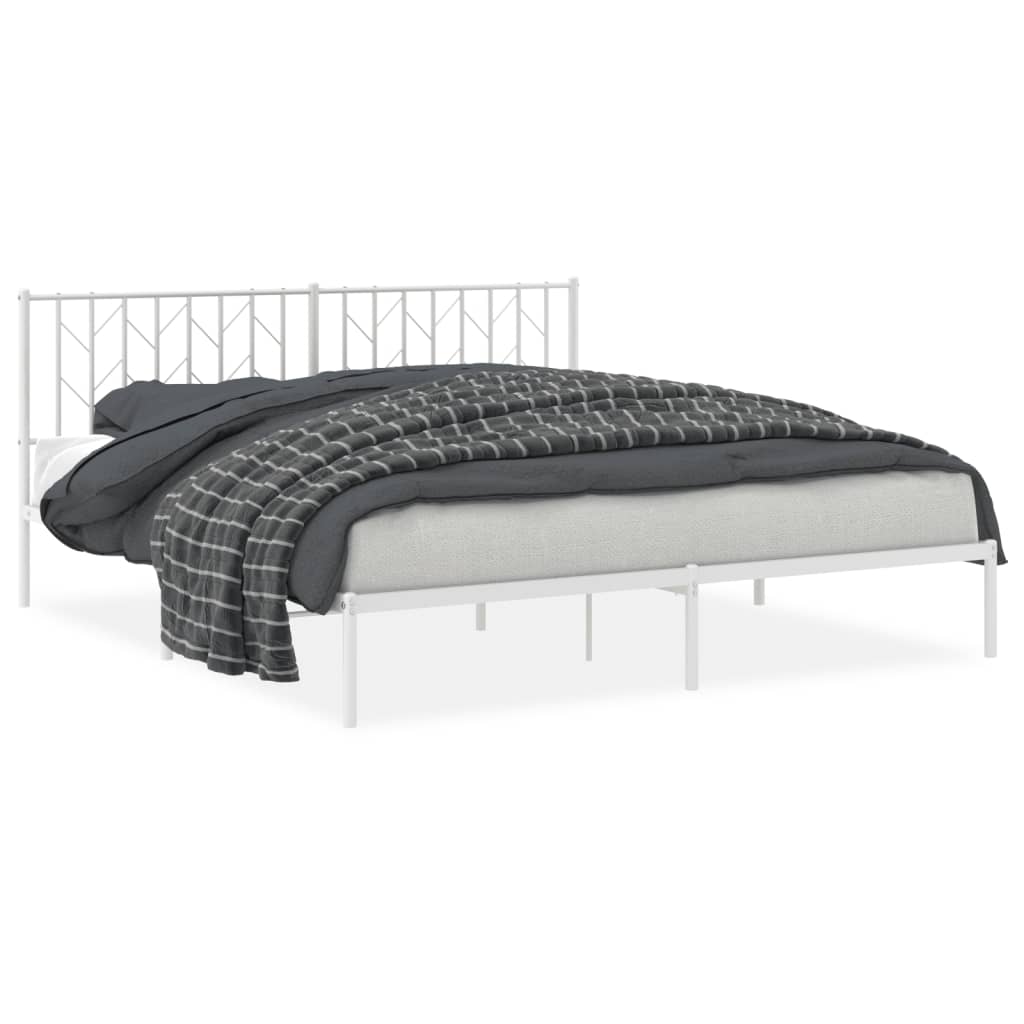 vidaXL Estructura cama sin colchón con cabecero metal blanco 180x200cm