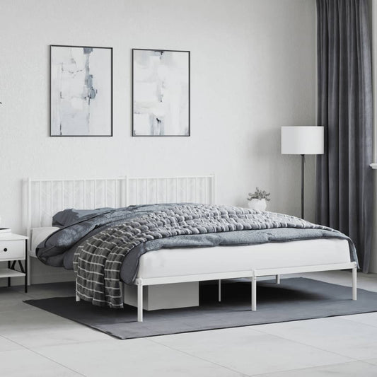 vidaXL Estructura cama sin colchón con cabecero metal blanco 180x200cm