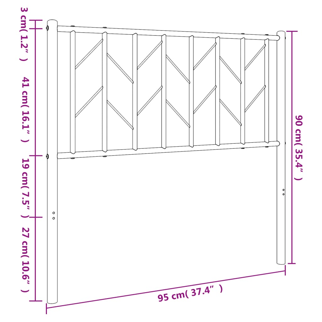 vidaXL Cabecero de metal blanco 90 cm