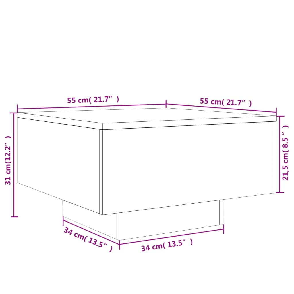 vidaXL Mesa de centro madera de ingeniería negro 55x55x31 cm