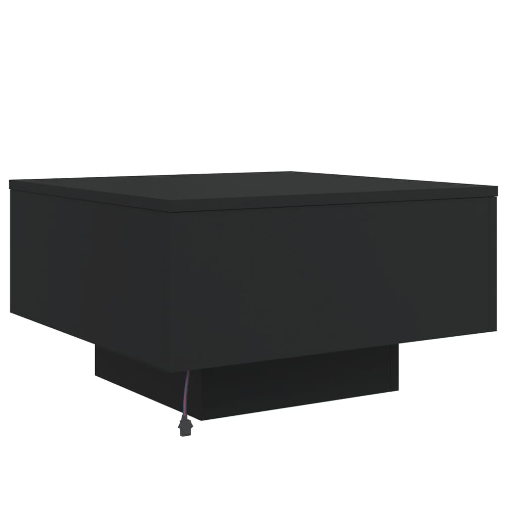 vidaXL Mesa de centro con luces LED negro 55x55x31 cm