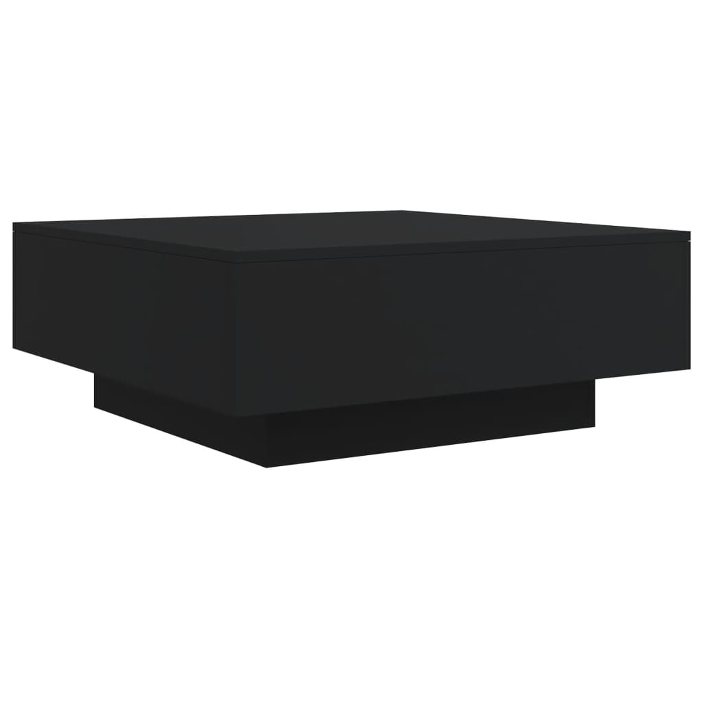 vidaXL Mesa de centro con luces LED negro 80x80x31 cm