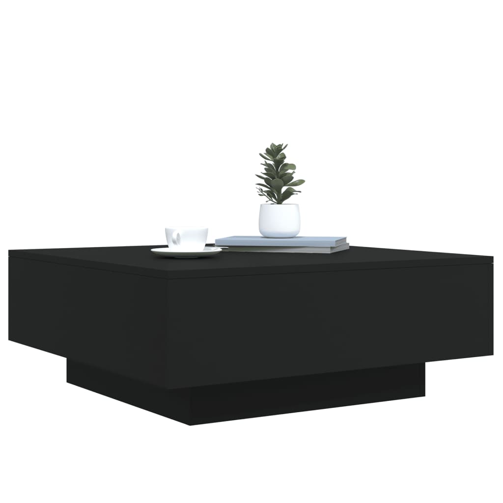 vidaXL Mesa de centro con luces LED negro 80x80x31 cm