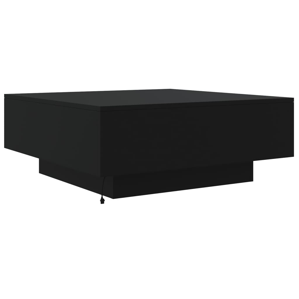 vidaXL Mesa de centro con luces LED negro 80x80x31 cm