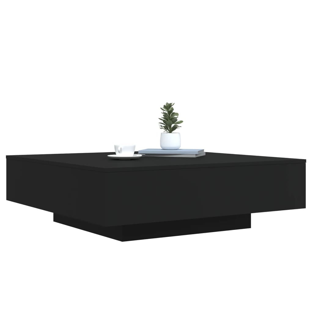 vidaXL Mesa de centro con luces LED negro 100x100x31 cm