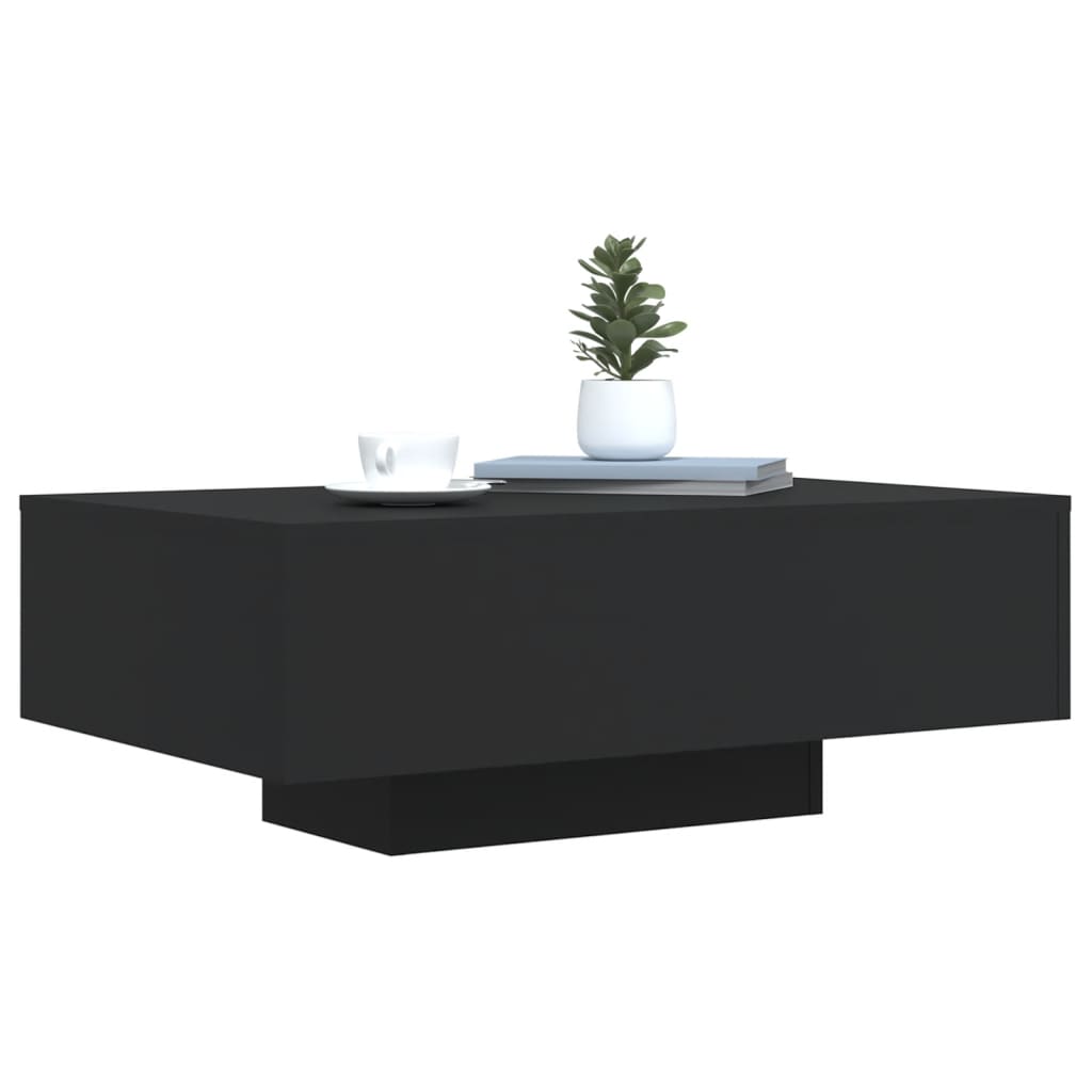 vidaXL Mesa de centro con luces LED negro 85x55x31 cm