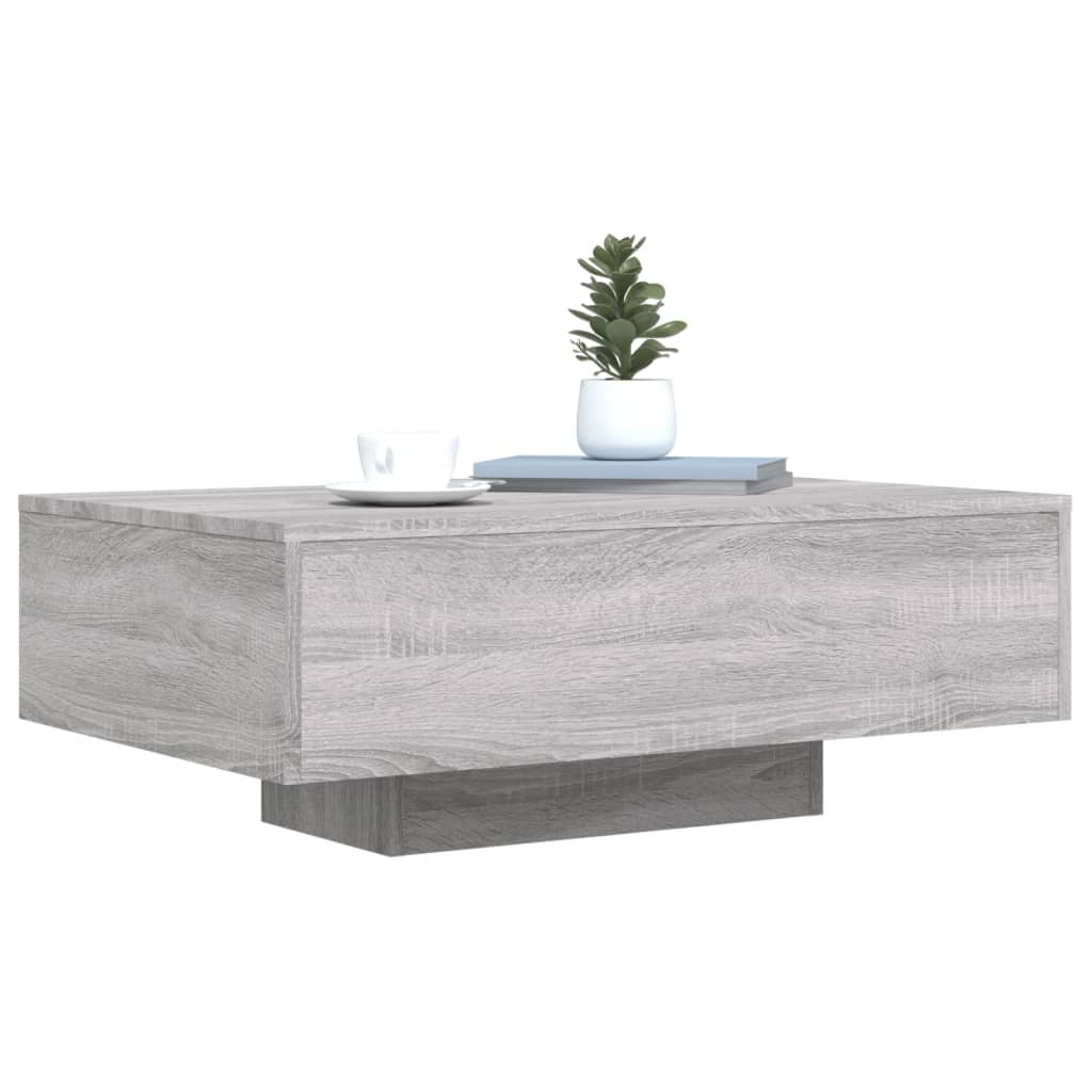 vidaXL Mesa de centro con luces LED gris Sonoma 85x55x31 cm