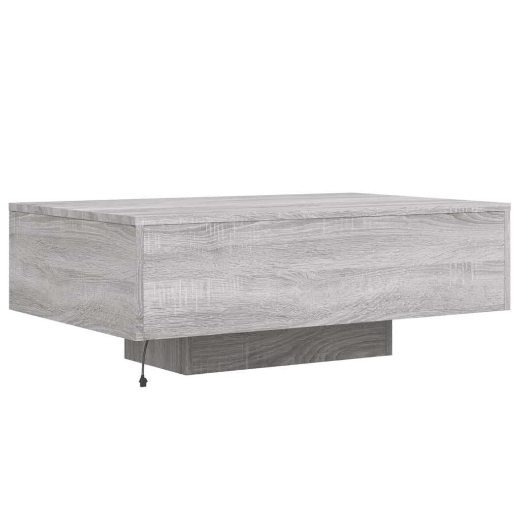 vidaXL Mesa de centro con luces LED gris Sonoma 85x55x31 cm