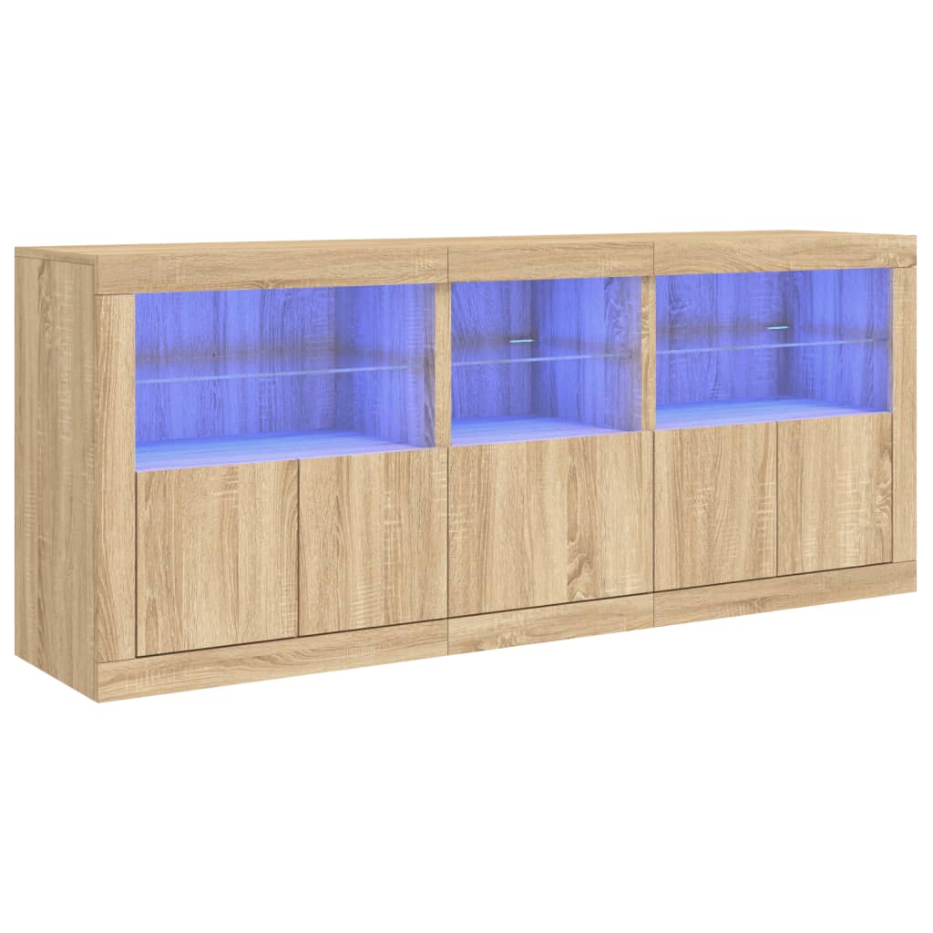 vidaXL Aparador con luces LED roble Sonoma 162x37x67 cm