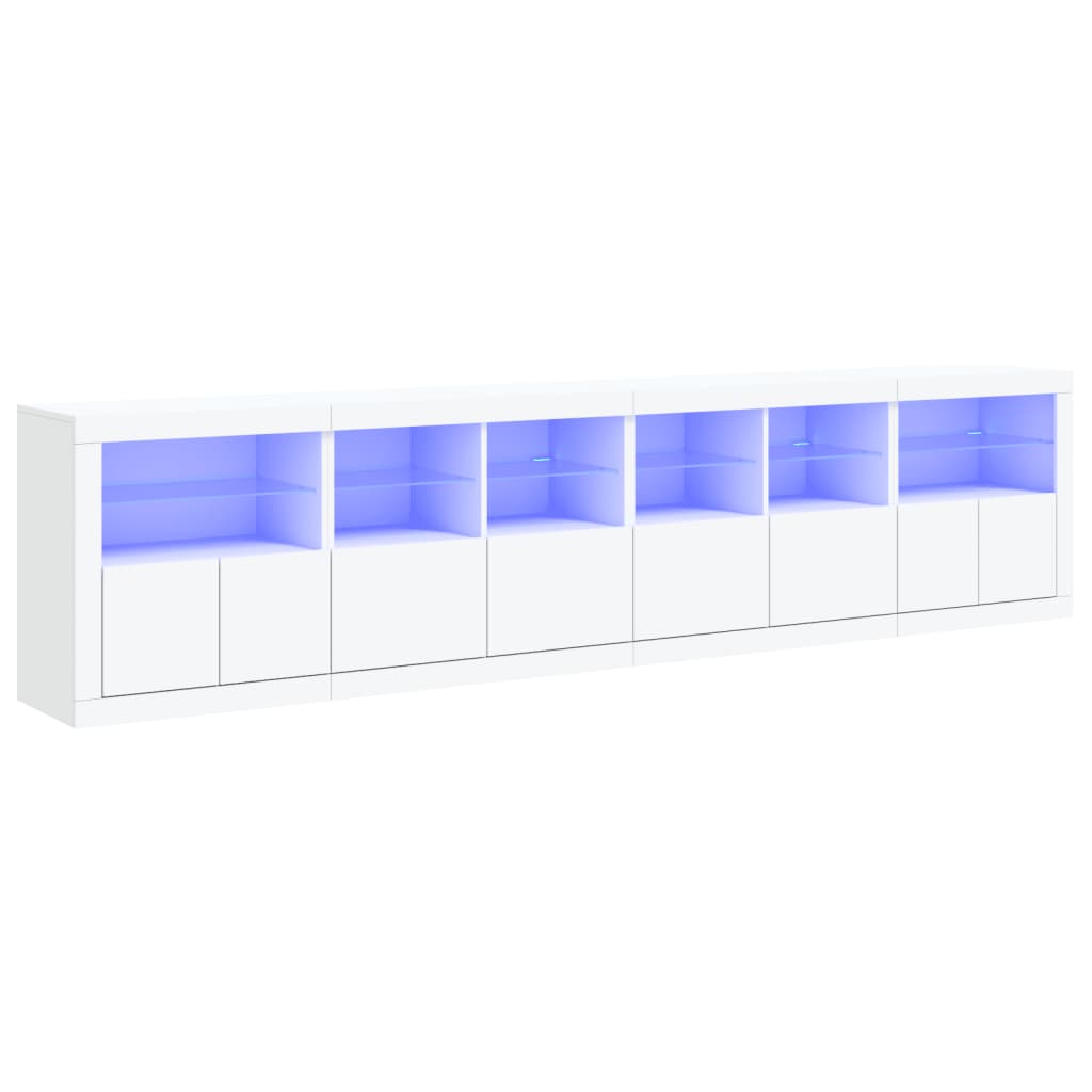 vidaXL Aparador con luces LED blanco 283x37x67 cm