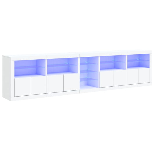 vidaXL Aparador con luces LED blanco 283x37x67 cm