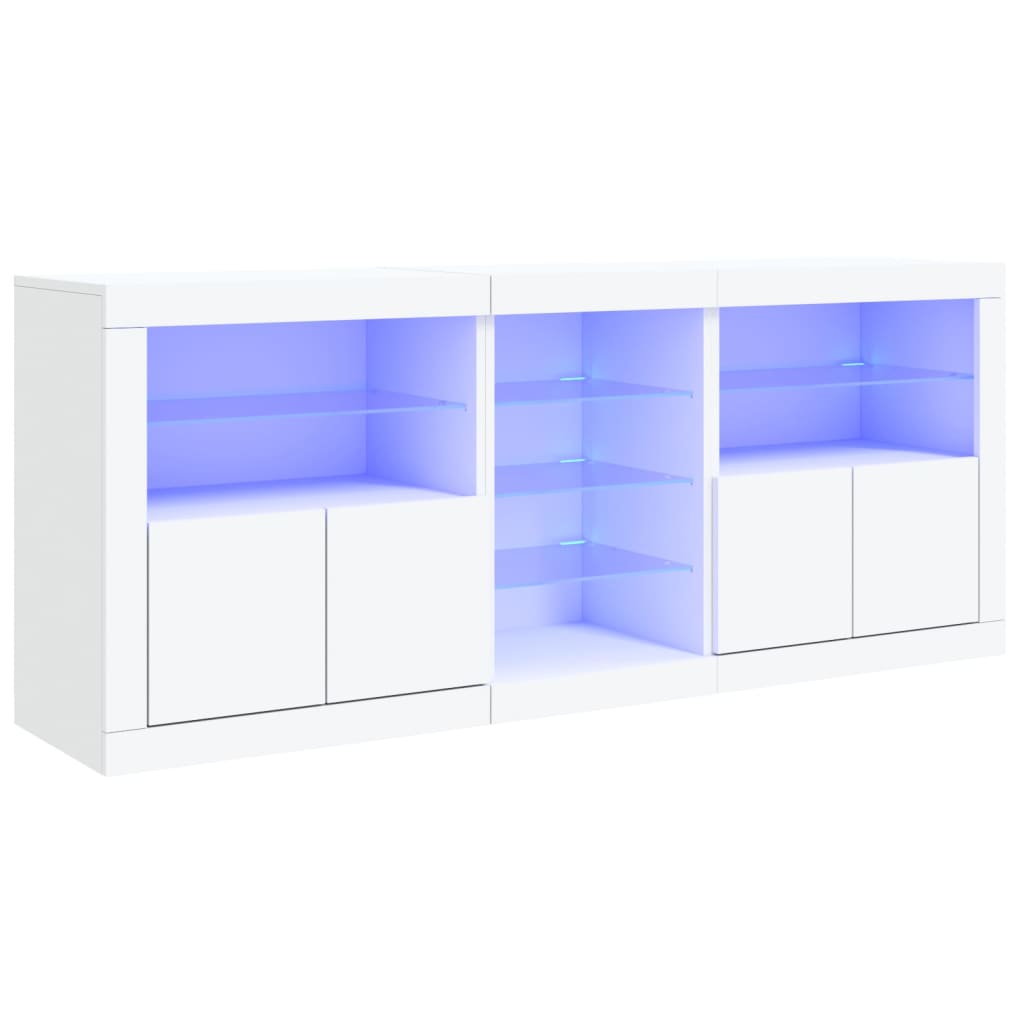 vidaXL Aparador con luces LED blanco 181,5x37x67 cm