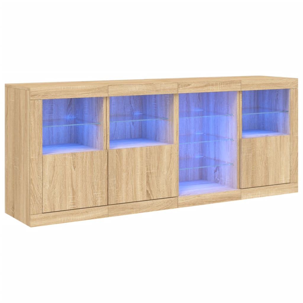 vidaXL Aparador con luces LED roble Sonoma 164x37x67 cm