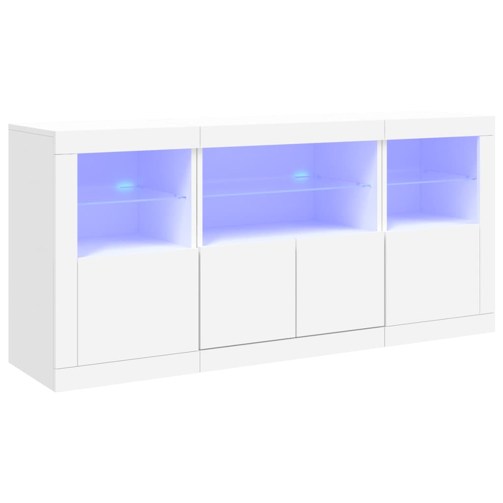 vidaXL Aparador con luces LED blanco 142,5x37x67 cm