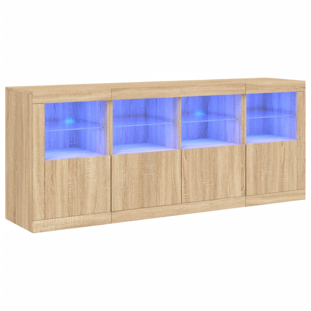 vidaXL Aparador con luces LED roble Sonoma 163x37x67 cm