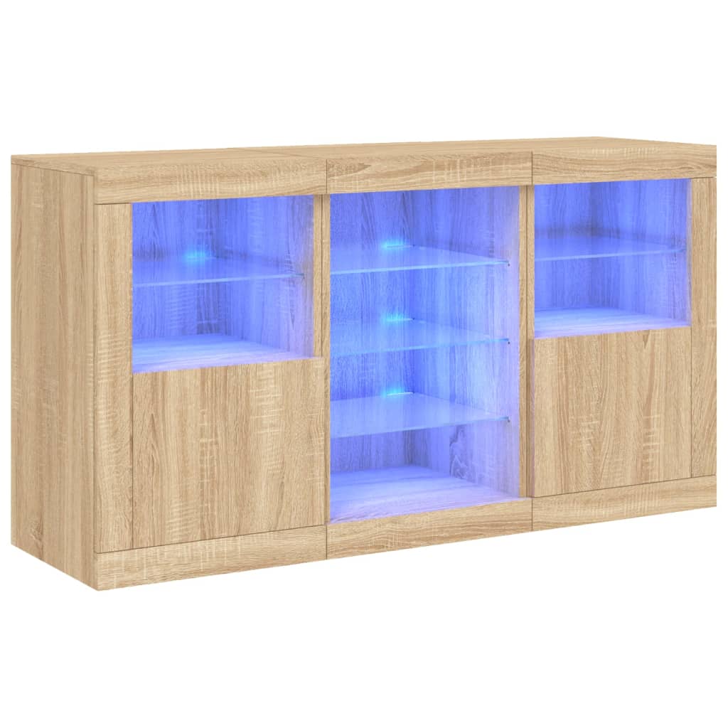 vidaXL Aparador con luces LED roble Sonoma 123x37x67 cm