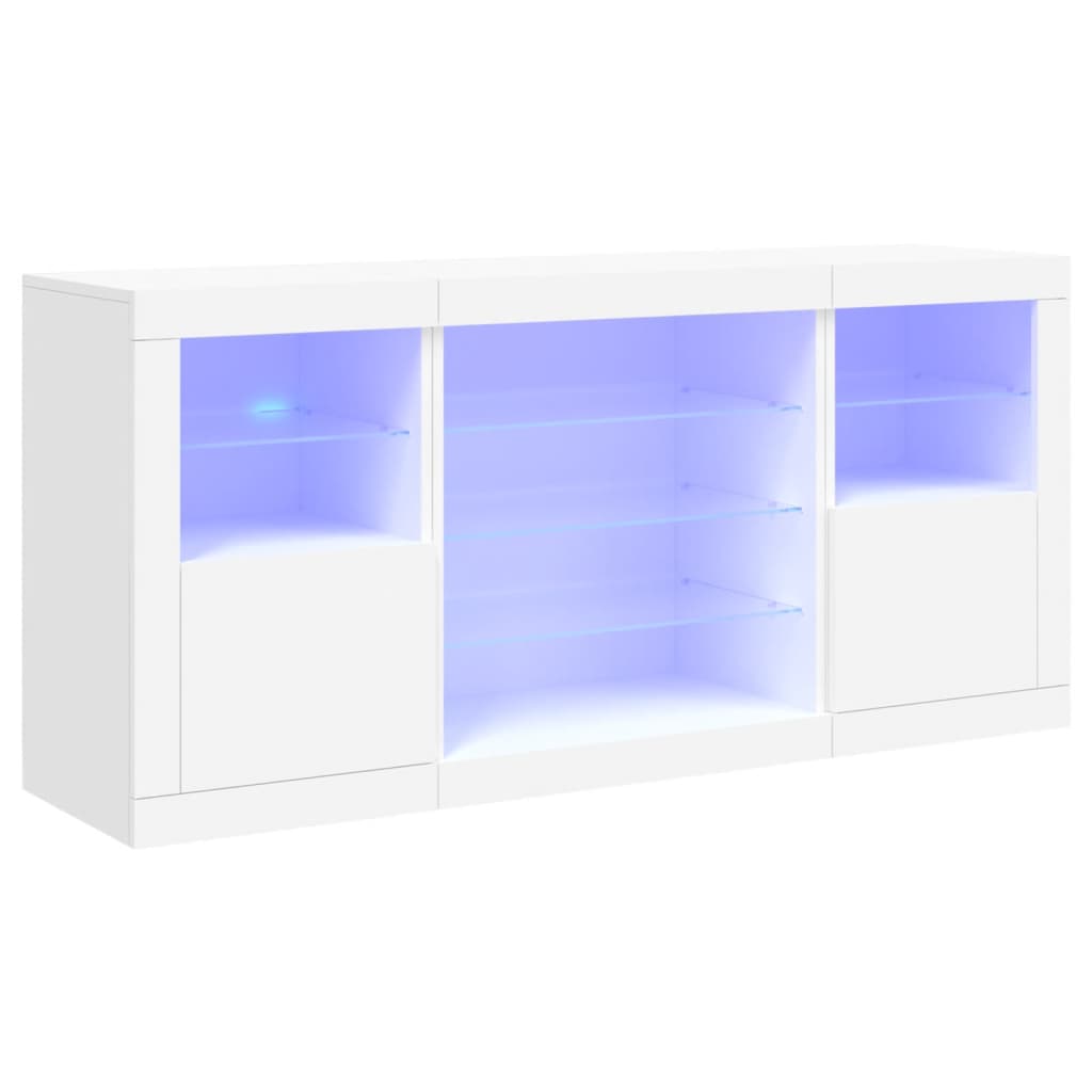 vidaXL Aparador con luces LED blanco 142,5x37x67 cm