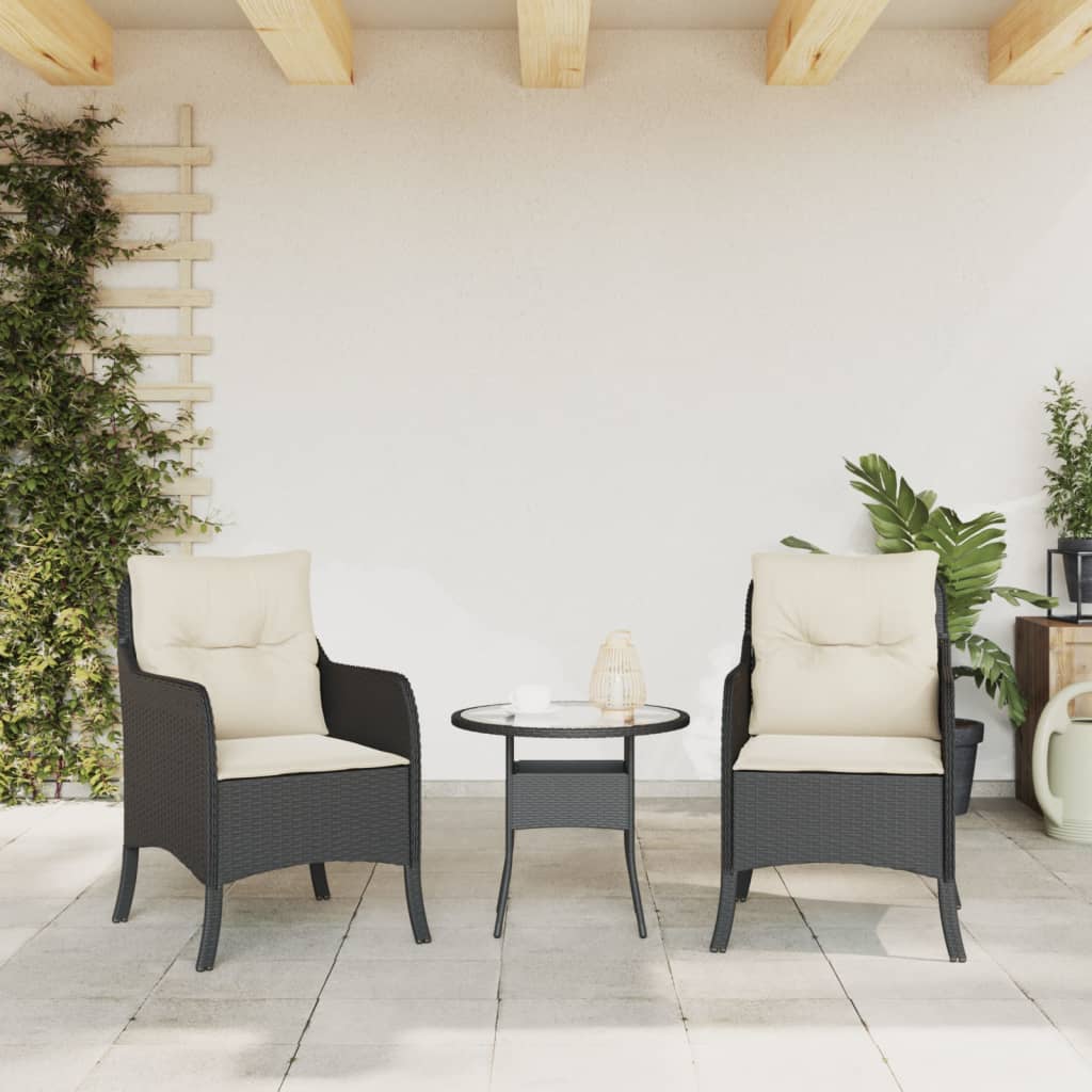 vidaXL Sillones de jardín con cojines 2 uds ratán sintético negro