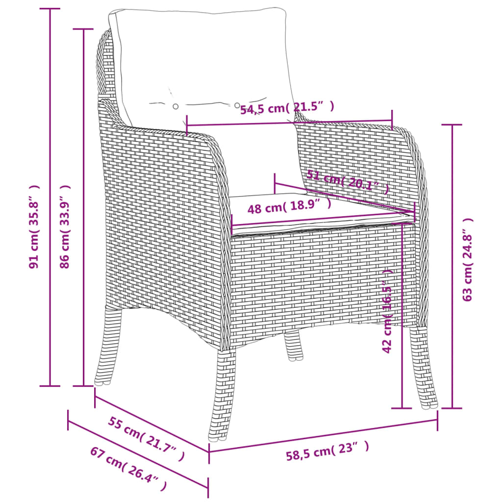 vidaXL Sillones de jardín con cojines 2 uds ratán sintético negro