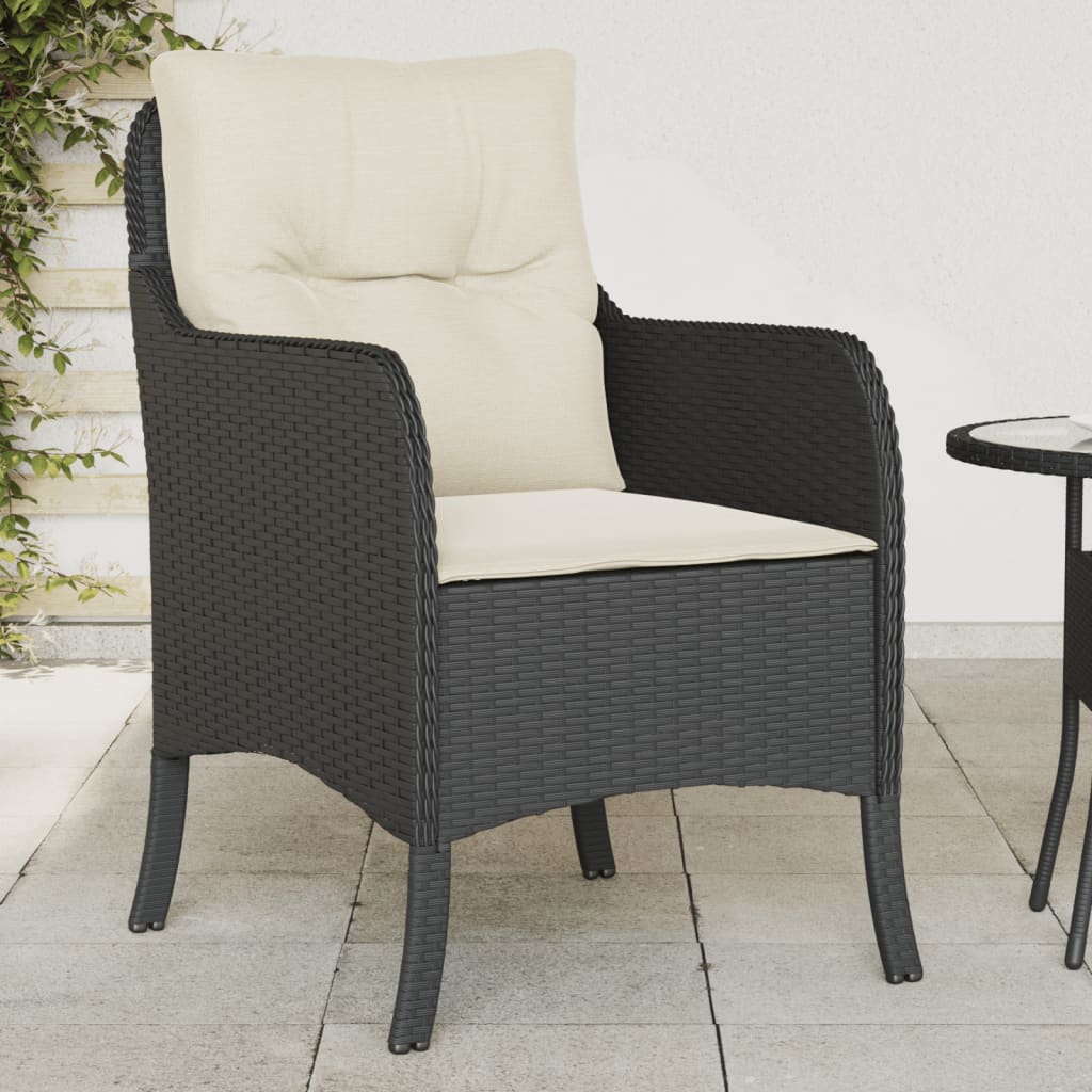 vidaXL Sillones de jardín con cojines 2 uds ratán sintético negro