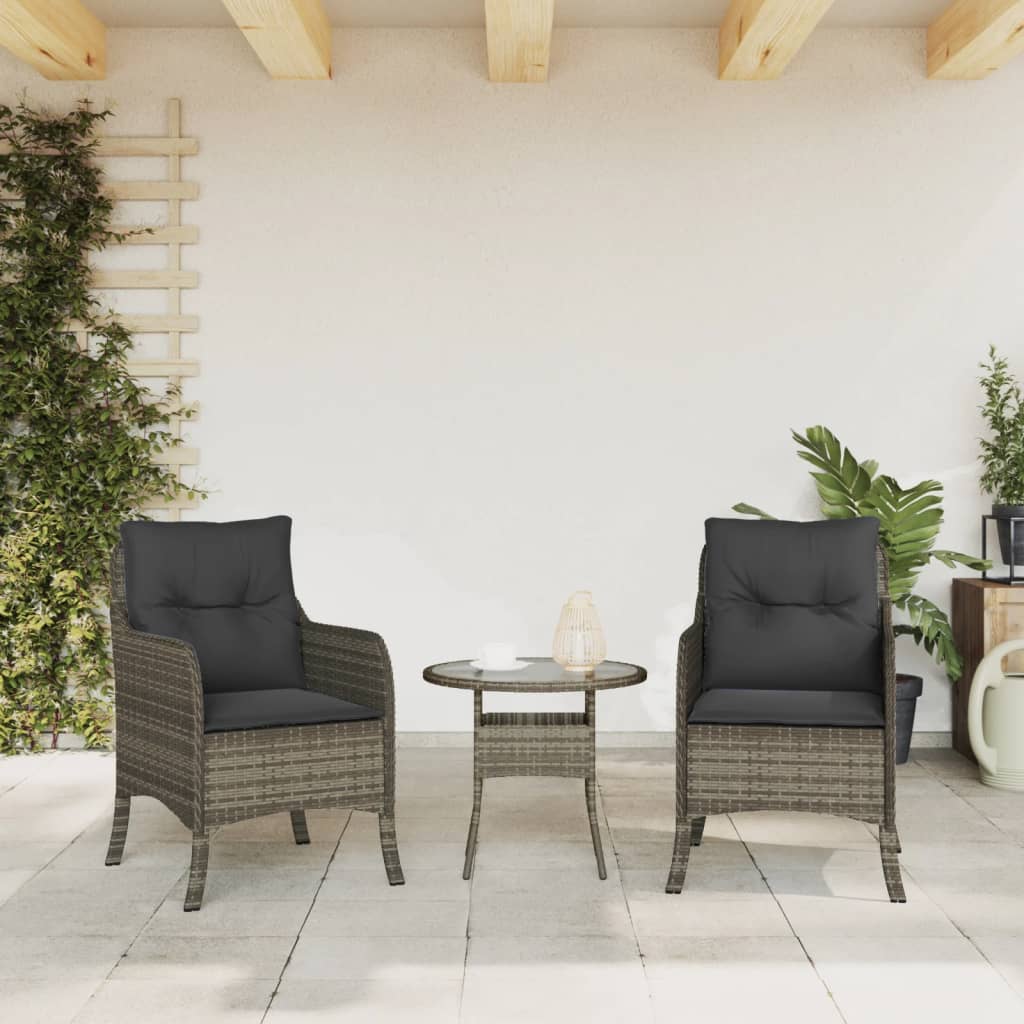 vidaXL Sillones de jardín con cojines 2 uds ratán sintético gris