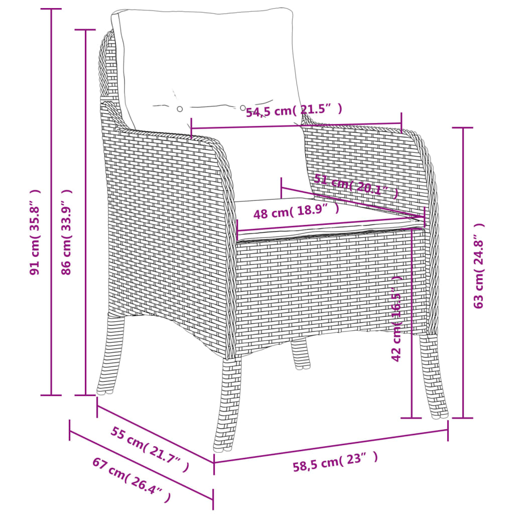 vidaXL Sillones de jardín con cojines 2 uds ratán sintético gris