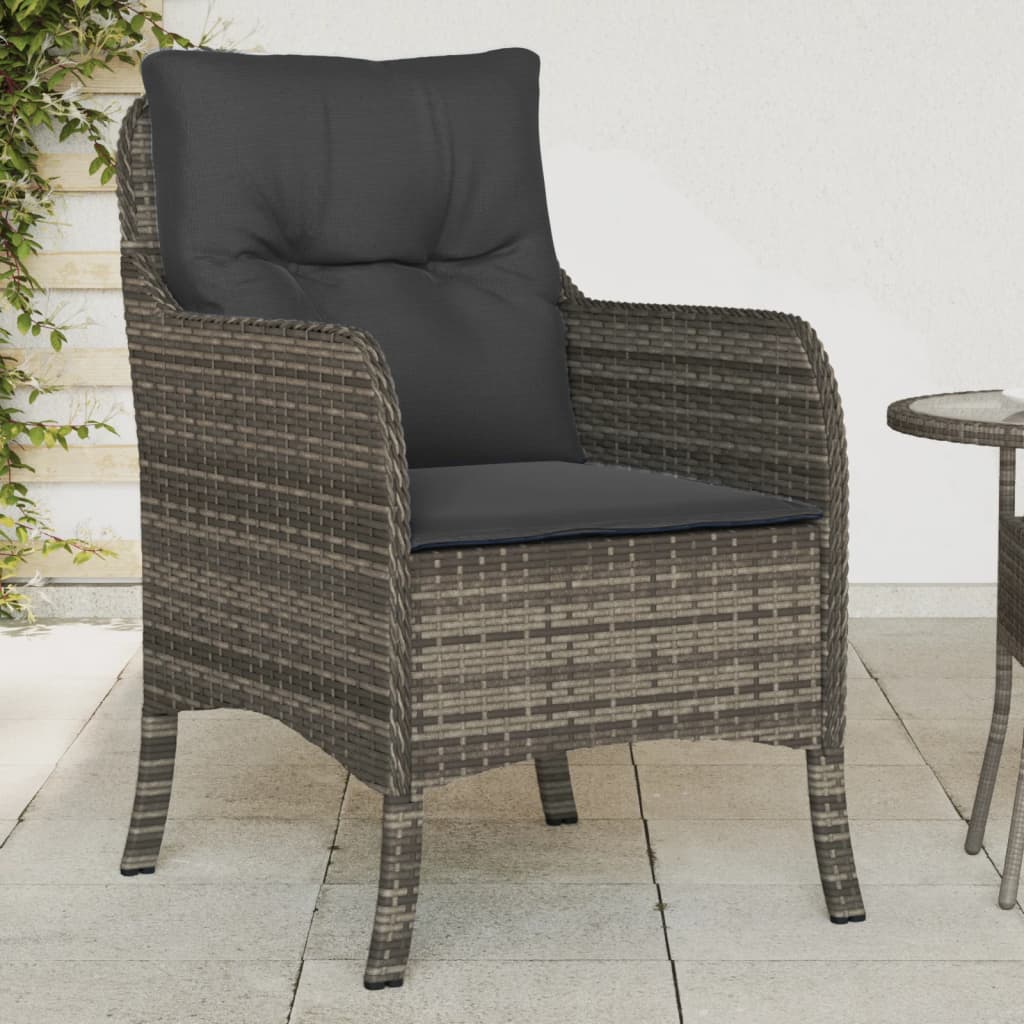 vidaXL Sillones de jardín con cojines 2 uds ratán sintético gris