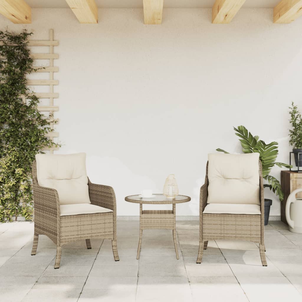 vidaXL Sillones de jardín con cojines 2 uds ratán sintético beige