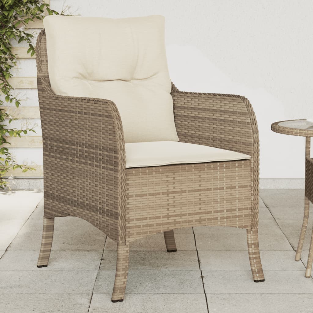 vidaXL Sillones de jardín con cojines 2 uds ratán sintético beige