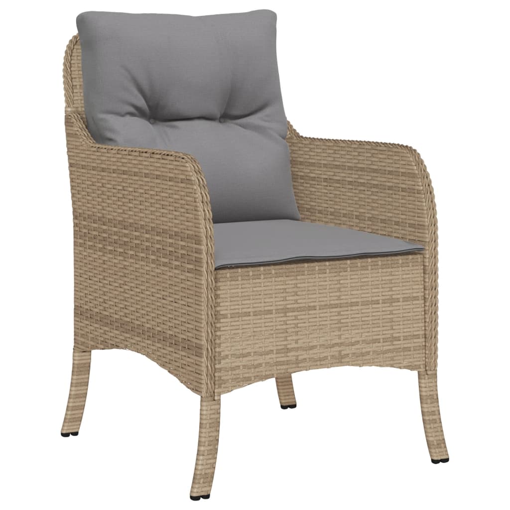 vidaXL Sillones jardín con cojines 2 uds ratán sintético beige mezcla