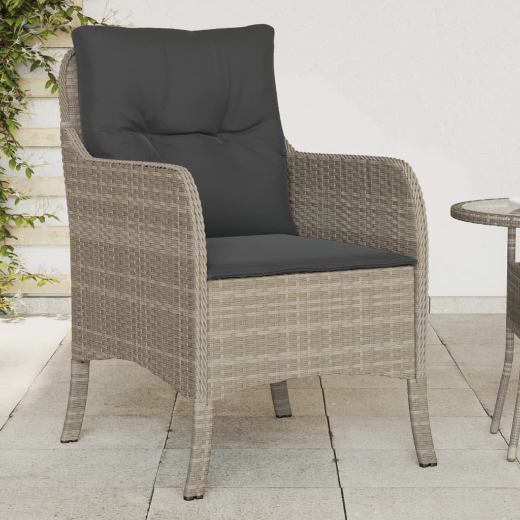 vidaXL Sillones de jardín con cojines 2 uds ratán sintético gris