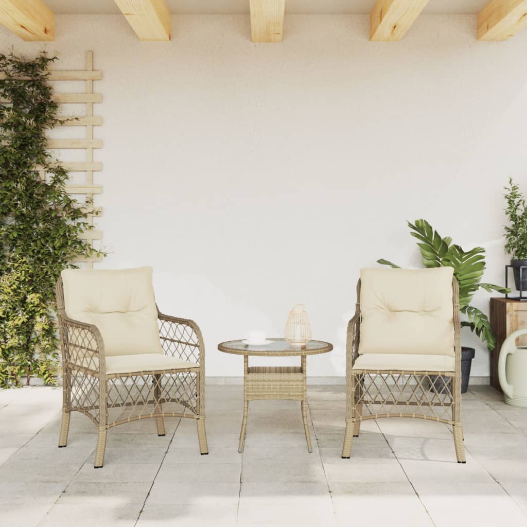 vidaXL Sillones de jardín con cojines 2 uds ratán sintético beige