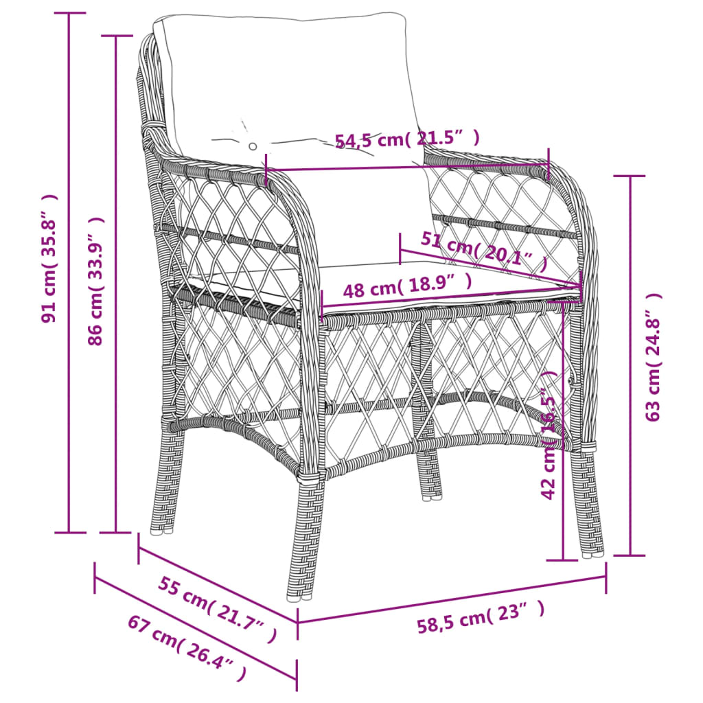 vidaXL Sillones de jardín con cojines 2 uds ratán sintético beige