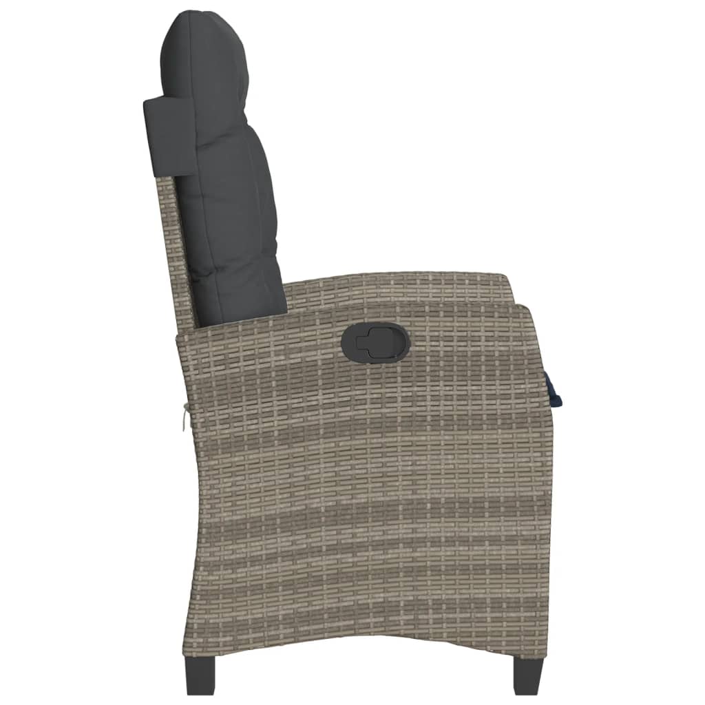 vidaXL Sillones reclinable jardín y cojines 2 uds ratán sintético gris