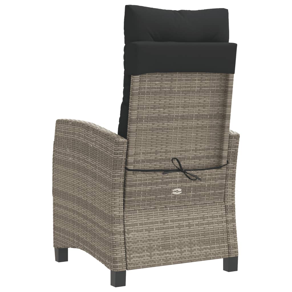 vidaXL Sillones reclinable jardín y cojines 2 uds ratán sintético gris