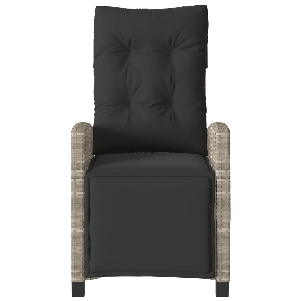 vidaXL Sillón reclinable jardín y reposapiés 2 uds ratán PE gris claro