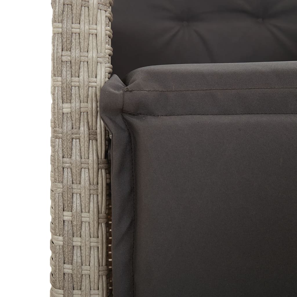 vidaXL Sillón reclinable jardín y reposapiés 2 uds ratán PE gris claro