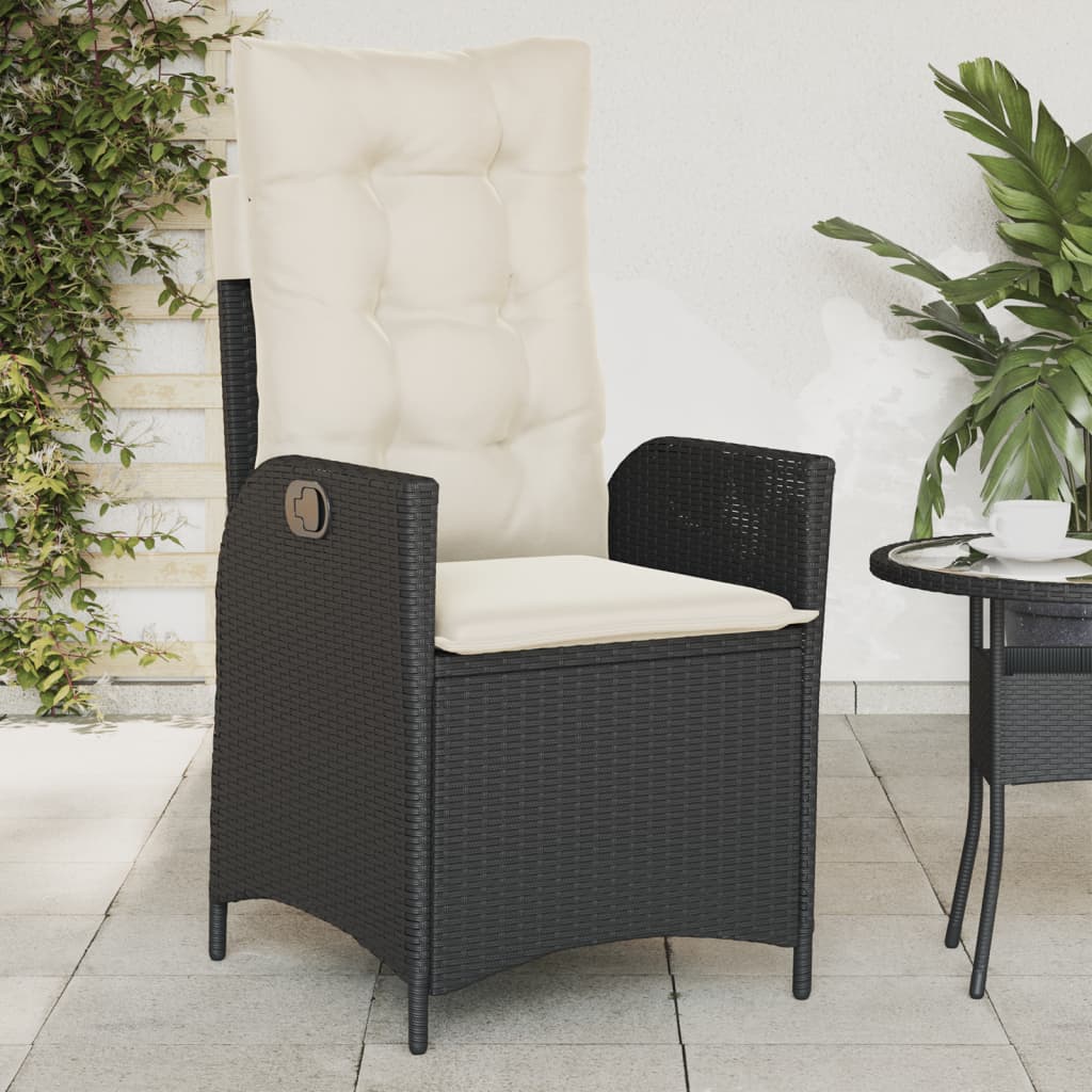 vidaXL Sillones reclinable jardín cojines 2 uds ratán sintético negro