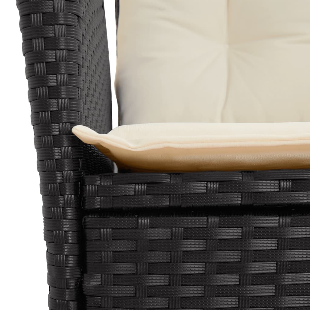 vidaXL Sillones reclinable jardín cojines 2 uds ratán sintético negro