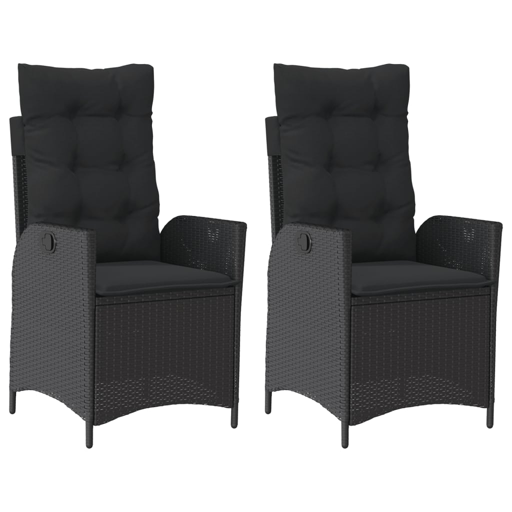 vidaXL Sillones reclinable jardín cojines 2 uds ratán sintético negro